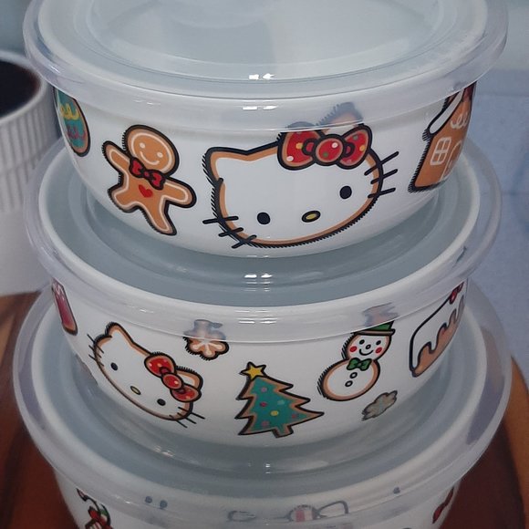 Hello Kitty Ceramic Food Storage Containers, Set of 3 - Picture 3 of 6